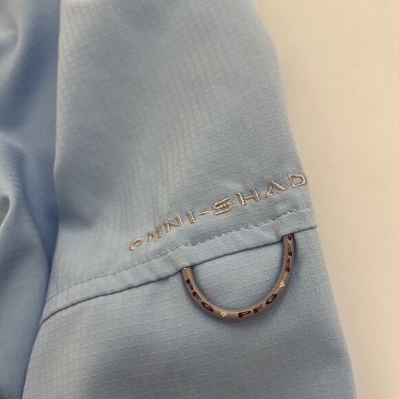 Columbia PFG Shirt Mens XXL Light Blue Tamiami Omni Shade Vented Hiking UPF 40 - Picture 3 of 9